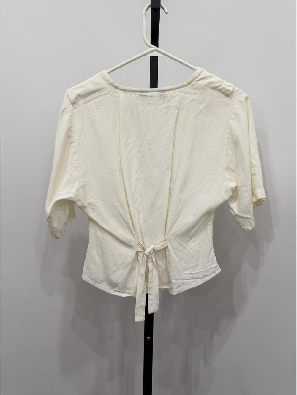 Embroidered Peter Pan Collar Blouse - Cream - Picture 7 of 8